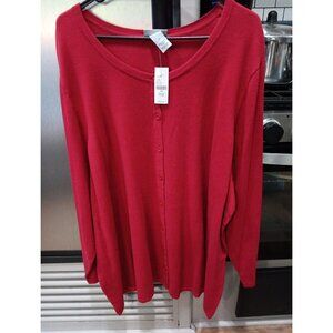 Catherines‎ Womens New 3/4 Sleeve Button Up Cardigan Sweater Red Size 4X